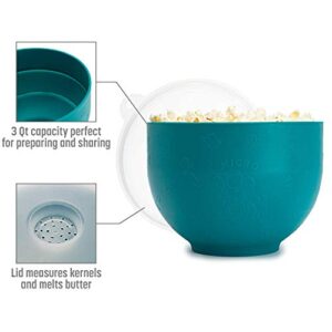 Goodful Silicone Popcorn Popper, Collapsible Hot Air Microwavable Popcorn Maker, Bowl Made without BPA, Teal