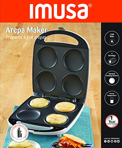 IMUSA USA 4 Slot Electric Arepa Maker with Nonstick Surface (1,200-Watts)