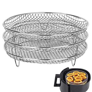 XL Air Fryer Accessories-Air Fryer Three Stackable Racks for Gowise Phillips USA Cozyna Ninjia Airfryer,Air Fryer Rack Stainless Steel Fit all 4.2QT - 5.8QT air fryer,Oven,Pressure Cooker