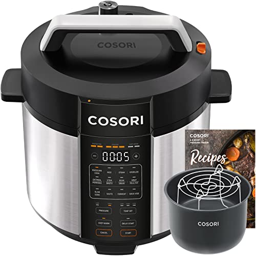 COSORI Electric Pressure Cooker, 9-in-1 Multi Cooker, 13 Presets, Rice Cooker, Slow Cooker, Sauté, Sous Vide, Sterilizer with Cookbook & Online Recipes, Dishwasher Safe, 1100W, Stainless Steel, 6QT