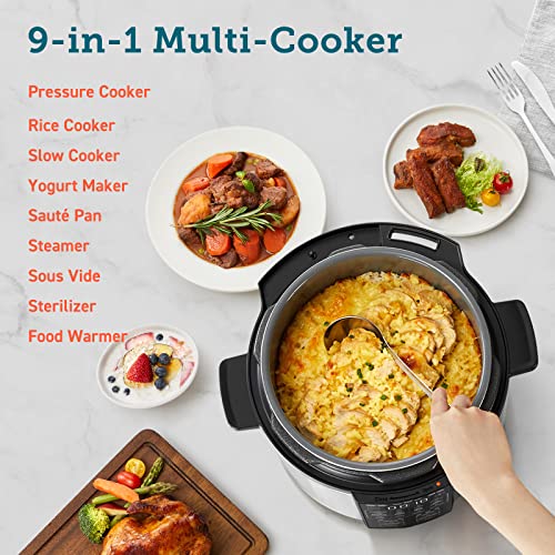 COSORI Electric Pressure Cooker, 9-in-1 Multi Cooker, 13 Presets, Rice Cooker, Slow Cooker, Sauté, Sous Vide, Sterilizer with Cookbook & Online Recipes, Dishwasher Safe, 1100W, Stainless Steel, 6QT