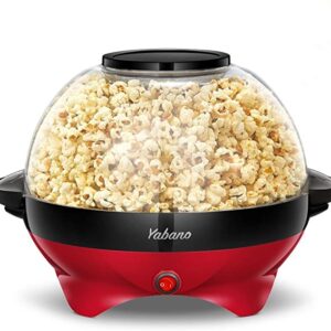Popcorn Machine, 6-Quart Popcorn Popper maker, Nonstick Plate, Electric Stirring with Quick-Heat Technology, Cool Touch Handles (Red&Black)
