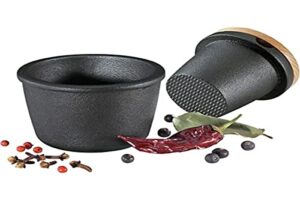 zassenhaus cast iron spice grinding set with beech wood lid, 3″ grinder, black