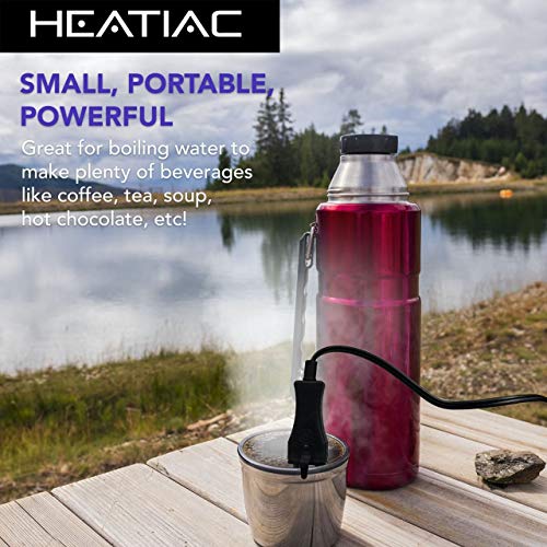 HEATIAC 6.5’’ Travel Immersion Water Heater with On/Off Switch, 300W, 110V. Portable Stainless-Steel Electric Boiler for Heating Water in Cup to Make Coffee, Tea, Beverages