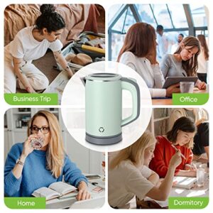 EVATEK Small Electric Kettle, Travel Mini Hot Water Boiler Heater, 304 Stainless Steel 0.8L Portable Electric Kettles for Boiling Water, 600W 5 Mins Coffee Kettle Travel Teapot with Auto Shut-Off