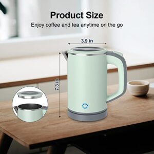 EVATEK Small Electric Kettle, Travel Mini Hot Water Boiler Heater, 304 Stainless Steel 0.8L Portable Electric Kettles for Boiling Water, 600W 5 Mins Coffee Kettle Travel Teapot with Auto Shut-Off