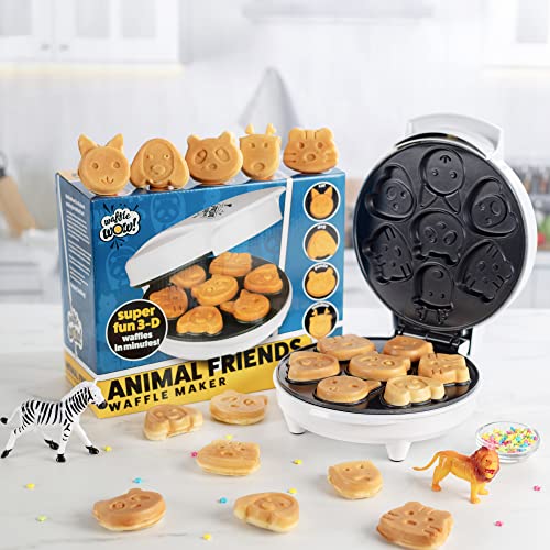 Animal Mini Waffle Maker- Make 7 Different Shaped Pancakes for Easter Morning- Includes a Cat Dog Reindeer & More- Electric Nonstick Waffler Iron, Pan Cake Cooker Makes Fun Breakfast, Gift for Kids