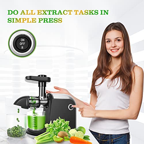 Juicer Machines, Taylor Swoden Slow Masticating Juicer with Reverse Function & Quiet Motor, Cold Press Juicer Machine with High Juice Output, Juicer Extractor Easy to Clean, include Brush & Recipes