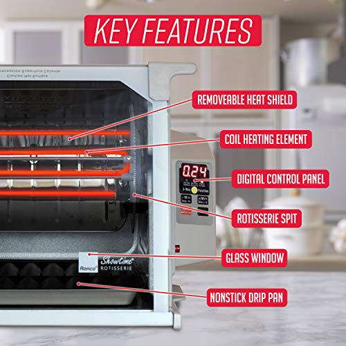 Ronco ST5000PLAT Digital Showtime Rotisserie, Platinum Edition, Cooks Food Perfectly Every Time, 3 Cooking Modes: Roast, Sear, and No Heat Rotation, Stainless Steel