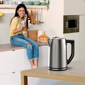 Electric Kettle Temperature Control Stainless Steel 1.7 L Tea Kettle, BPA-Free Hot Water Boiler with LED Light, Auto Shut-Off, Boil-Dry Protection, Keeping- Warm, 1500W Fast Boiling