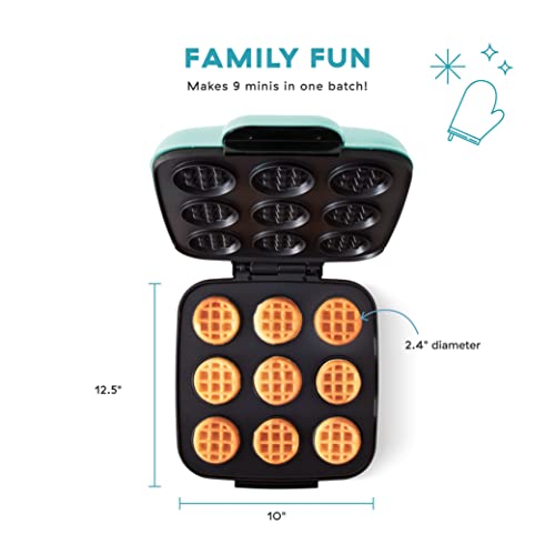 Delish By Dash Waffle Bite Maker, Makes 9 x 2.4” Waffle Bites with Delish Recipes for Breakfast, Snacks, Dessert, and More - Blue