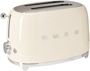 smeg tsf01crus 50’s retro style aesthetic 2 slice toaster, cream