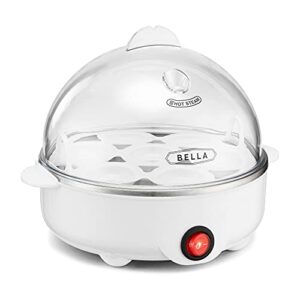 BELLA Rapid Electric Egg Cooker and Poacher with Auto Shut Off for Omelet, Soft, Medium and Hard Boiled Eggs - 7 Egg Capacity Tray, Single Stack, White