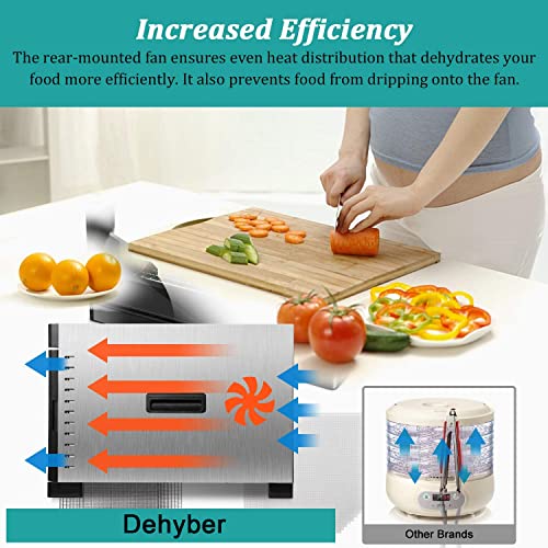 Dehyber Upgraded Dehydrators for Food and Jerky(67 Recipes),8 Stainless Steel Trays Dryer Machine with 24H Adjustable Timer and Temperature Control,Dehydrator for Meat Beef Herb Fruit Vegetable Nut Dog Treats-Overheating Protection 700W