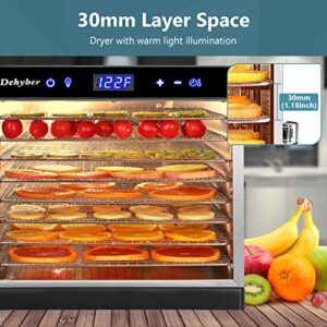 Dehyber Upgraded Dehydrators for Food and Jerky(67 Recipes),8 Stainless Steel Trays Dryer Machine with 24H Adjustable Timer and Temperature Control,Dehydrator for Meat Beef Herb Fruit Vegetable Nut Dog Treats-Overheating Protection 700W