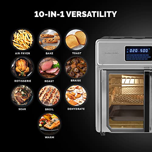 Kalorik MAXX® Complete Digital Air Fryer Oven, 26 Quart, 10-in-1 Countertop Toaster Oven Air Fryer Combo, Up to 500°, 14 Accessories & 60 Recipe Cookbook, 1750W, Stainless Steel