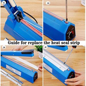 NACHEE 8 Inch Impulse Heat Sealer Manual Bags Sealer Heat Sealing Machine ,Manual Poly Bag Heat Sealer Machine for Plastic Bags PE PP Bags,Blue