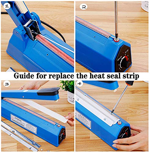 NACHEE 8 Inch Impulse Heat Sealer Manual Bags Sealer Heat Sealing Machine ,Manual Poly Bag Heat Sealer Machine for Plastic Bags PE PP Bags,Blue