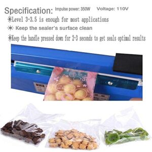 NACHEE 8 Inch Impulse Heat Sealer Manual Bags Sealer Heat Sealing Machine ,Manual Poly Bag Heat Sealer Machine for Plastic Bags PE PP Bags,Blue