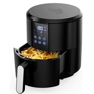 3.5qt air fryer with led digital display, temperature control, 8 preset cooking modes, recipe book (black color) _ intexca