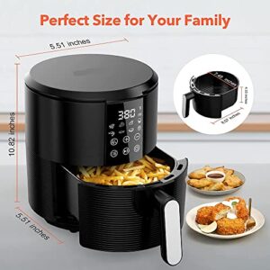 3.5QT Air Fryer with LED Digital Display, Temperature Control, 8 Preset Cooking Modes, Recipe Book (Black color) _ Intexca