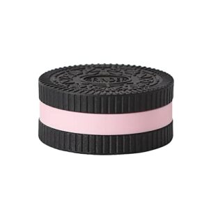 herb and spice grinder, cute biscuit cookie shaped design 2.2 inch pocket grinder, portable durable lightweight grinder, plastic grinder with sharp teeth black