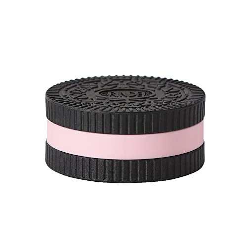 Herb and Spice Grinder, Cute Biscuit Cookie Shaped Design 2.2 Inch Pocket Grinder, Portable Durable Lightweight Grinder, Plastic Grinder with Sharp Teeth Black