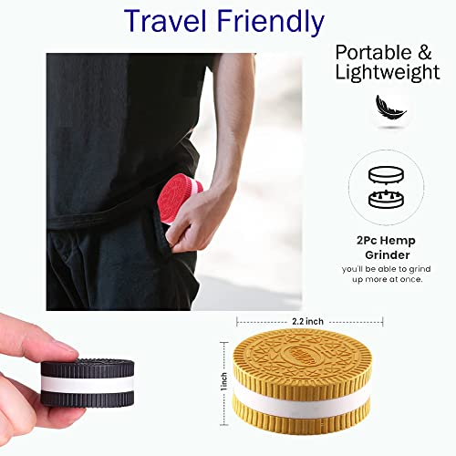 Herb and Spice Grinder, Cute Biscuit Cookie Shaped Design 2.2 Inch Pocket Grinder, Portable Durable Lightweight Grinder, Plastic Grinder with Sharp Teeth Black