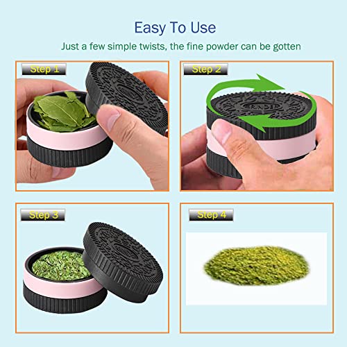 Herb and Spice Grinder, Cute Biscuit Cookie Shaped Design 2.2 Inch Pocket Grinder, Portable Durable Lightweight Grinder, Plastic Grinder with Sharp Teeth Black