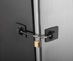 computer security products refrigerator door lock with padlock, black