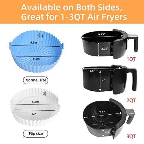 2 Pack Air Fryer Silicone Liner Round 6.5 Inch Reusable Air Fryer Silicone Basket Heat Resistant Easy Cleaning Air fryers Silicone Pot for 1 to 3.5 Qt for Air fryer Oven Accessories