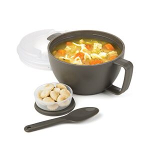 prep solutions by progressive microwave soup on-the-go, gray – ps-91gy leak-proof, cool-touch handle, spoon inlcuded