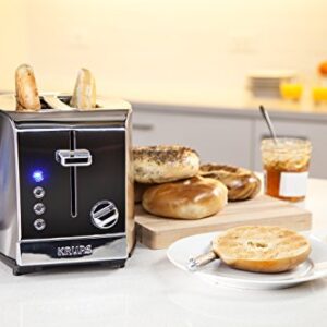 KRUPS KH732D50 2-Slice Toaster, Stainless Steel Toaster, 5 Functions with Cancel, Toasting, Defrost, Reheat and Bagel, Cord Storage, Silver