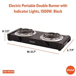 IMUSA USA GAU-80306 Electric Double Burner 1750-Watts , Black