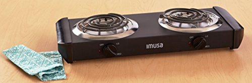 IMUSA USA GAU-80306 Electric Double Burner 1750-Watts , Black