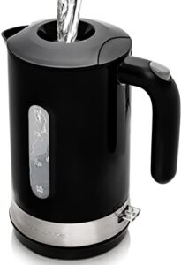 ovente electric kettle, 1.8 liter with prontofill lid 1500 watt bpa-free fast heating element with auto shut-off & boil dry protection, instant hot water boiler for coffee & tea, black kp413b