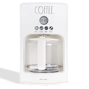 rae dunn programmable drip coffee maker, coffee pot for kitchen, electric coffee machine for brewing coffee. easy to use coffee maker brews 12 cups, genuine labelled coffee