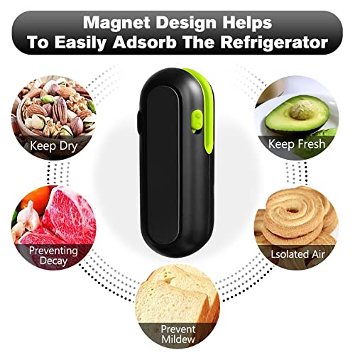 SUNALETTA Chip Bag Sealer, Handheld Bag Heat Vacuum Sealer Rechargable, Portable Bag Resealer Mini Sealing Machine for Plastic Bags Chip Bags Food Storage - Black