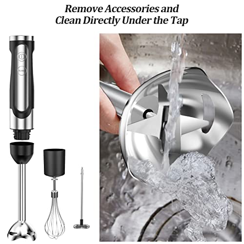 Immersion Blender LINKChef Hand Blender with Whisk 3 in 1 800W ,Variable Speed Controler,304 Stainless Steel Ice Crush Blade with Whisk, Milk Frother