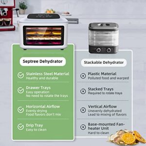 Septree Food Dehydrator 4 Stainless Steel Trays Food Dryer Machine with Digital Timer, Temperature Control and Safety Over Heat Protection for Jerky Herbs Fruit Veggies Snacks