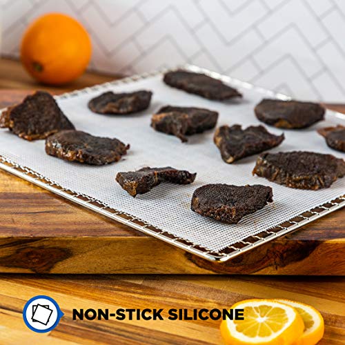 Silicone Dehydrator Sheets (6 Pack) - Jerky, Fruit - Food Dehydrator Sheets for Dehydrators for Food and Jerky like Excalibur Food Dehydrator Accessories, Cosori Dehydrator and Magic Mill Dehydrator - Fine Mesh Dehydrator Trays