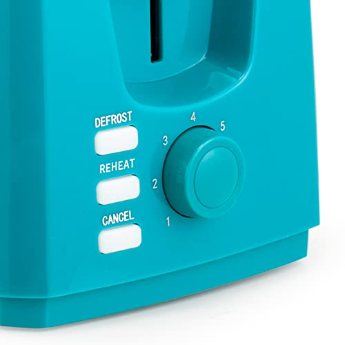 Holstein Housewares - 2-Slice Toaster with 7 Browning Control Settings, Teal/Stainless Steel - Great to Toast Bread, Bagels and Waffles