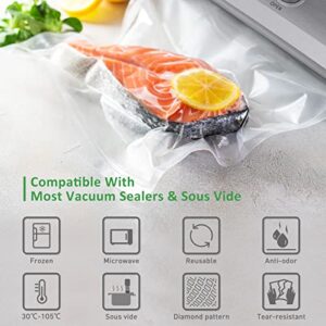 KitchenBoss Vacuum Sealer Bags Rolls, 2 Packs 8"x16.5' and 2 Packs 11"x16.5' Food Sealer Saver Bags, Freezer Bags for Vacuum Sealer