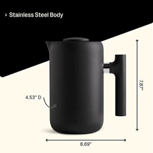 Fellow Clara Coffee Press Coffee Maker - Portable French Press Stainless Steel - Insulated French Press Coffee Maker with Enhanced Filtration System - 24 oz Carafe - Matte Black