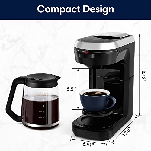 Dual Brew Coffee Maker, Programmable Coffee Machine and Single Serve Brewer with Glass Carafe for K Cup Pod and Ground Coffee, Drip Coffee Maker with Self Cleaning Function and 60oz Water Tank