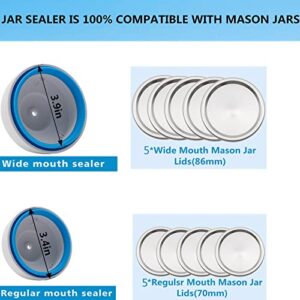 Jar Sealer for Mason Jars and Accessory Hose Compatible with FoodSaver Vacuum Sealer ,Food Saver Jar Sealer Attachment Kit for Regular & Wide Mouth Canning Jars ,with Manual Portable Vacuum Pump and Lid Opener