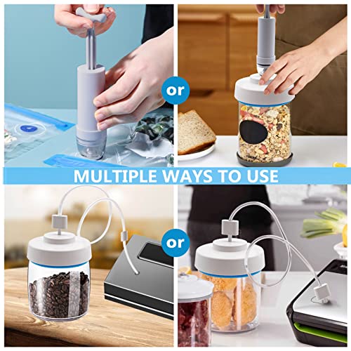 Jar Sealer for Mason Jars and Accessory Hose Compatible with FoodSaver Vacuum Sealer ,Food Saver Jar Sealer Attachment Kit for Regular & Wide Mouth Canning Jars ,with Manual Portable Vacuum Pump and Lid Opener