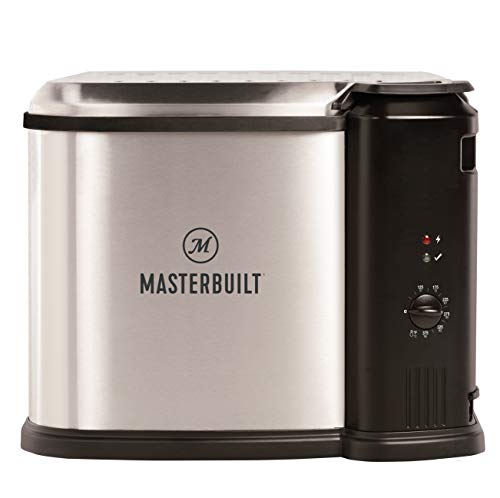 Masterbuilt MB20012420 Butterball XL 10 Liter Electric 3-in-1 Deep Fryer Boiler Steamer Cooker with Basket for Turkey, Seafood, & More, Silver