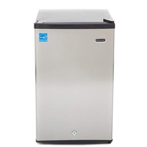 whynter cuf-210ss mini, 2.1 cubic foot energy star rated small upright freezer with lock, stainless steel, black