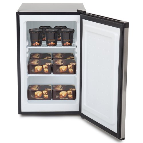 Whynter CUF-210SS Mini, 2.1 Cubic Foot Energy Star Rated Small Upright Freezer with Lock, Stainless Steel, Black